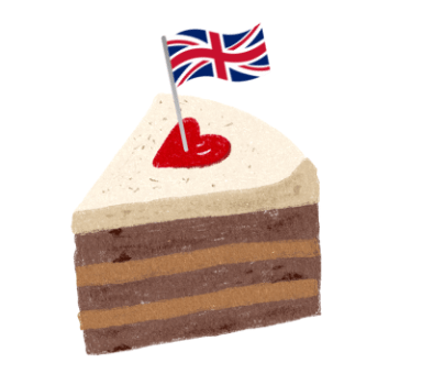 Fetta di torta con bandiera Regno Unito
